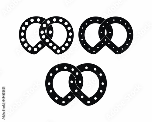 set of Pretzel icon silhouette vector illustration