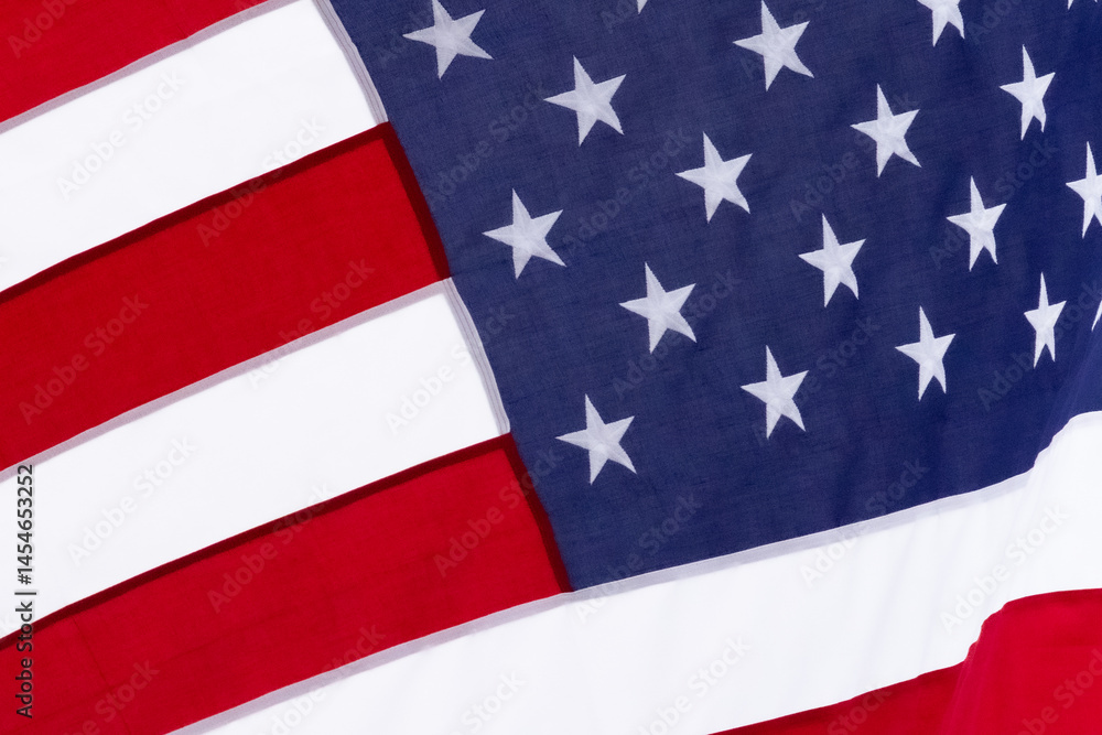 A red, white and blue American flag with stars. The flag is a symbol of the United States of America A red, white and blue American flag with stars. The flag is a symbol of the United States of America