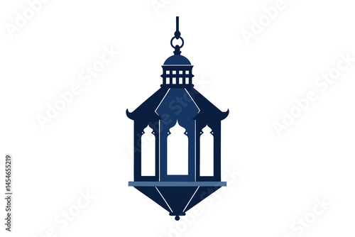 Hanging Islamic lantern silhouette isolated on white background