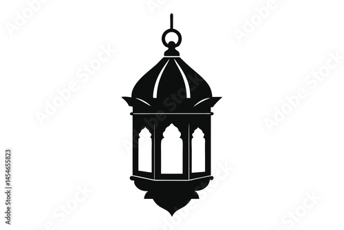 Ramadan lantern silhouette vector illustration on white background