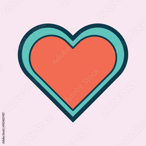 Minimalist love heart illustration with bright color scheme and clean outline design