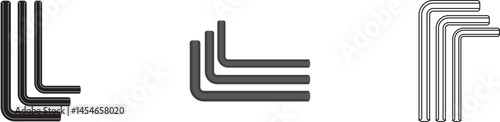 Hex key or allen wrench tool set isolated vector