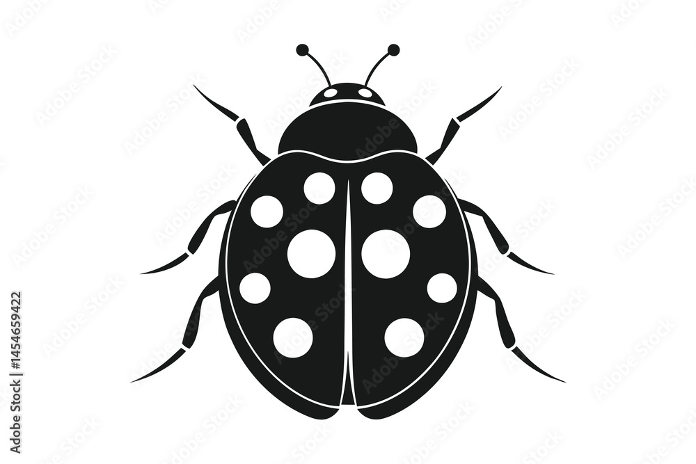 Fototapeta premium ladybug silhouette line art vector illustration isolated on white background