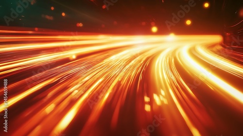 Abstract depiction of a dynamic, glowing highway at night.