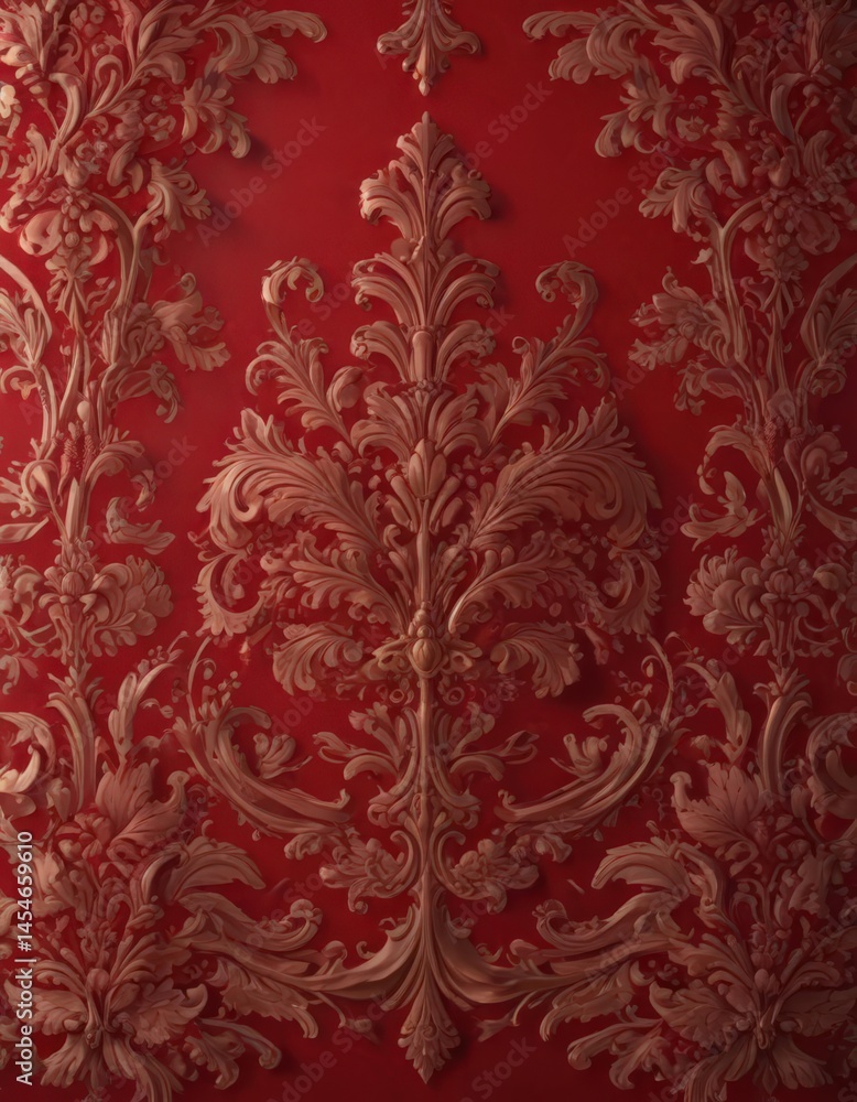 Crimson damask, classic design, luxurious feel, ornate details, velvet, decorative Crimson damask, classic design, luxurious feel, ornate details, velvet, decorative