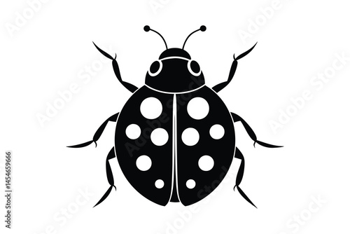 ladybug silhouette line art vector illustration isolated on white background