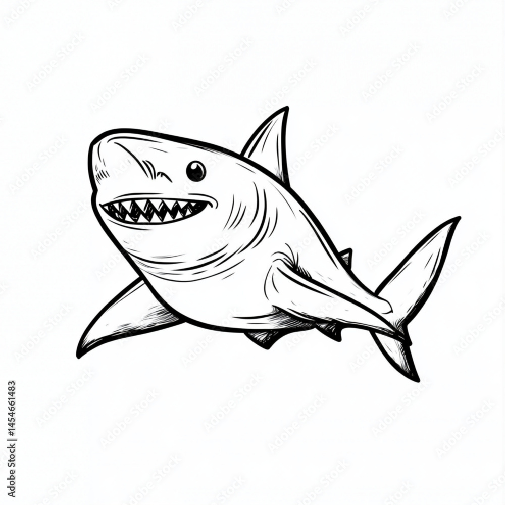 Fototapeta premium a cartoon shark for coloring page.