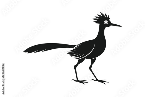 Roadrunner bird silhouette vector style, roadrunner bird isolated background