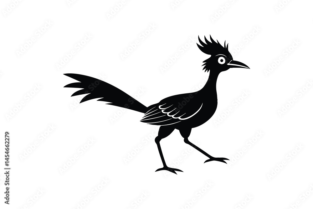 Fototapeta premium Road runner bird silhouette vector illustration on white background
