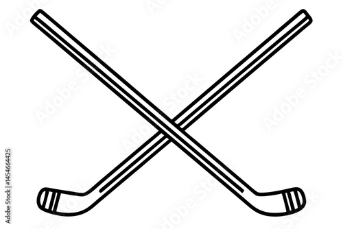 Minimalist Black Line Art of Crossed Hockey Sticks – Vector Illustration


