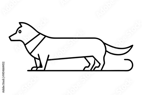 Minimalist Black Line Art of Dog Sled – Sleek Vector Illustration for Winter and Arctic Themes

