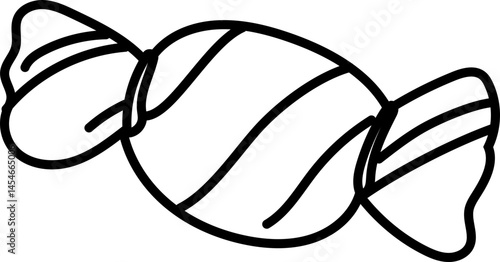 Wrapped Candy Doodle for Halloween in Minimal Black and White