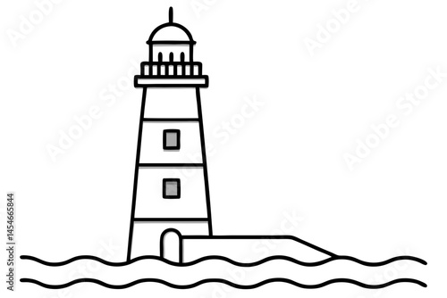 Minimalist Lighthouse Line Art SVG – Elegant Coastal Illustration for Modern Designs

