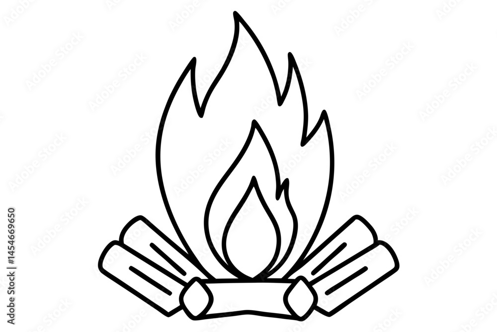 Simple Line Art of Campfire with Logs – Minimal Outdoor and Adventure Illustration
Simple Line Art of Campfire with Logs – Minimal Outdoor and Adventure Illustration
