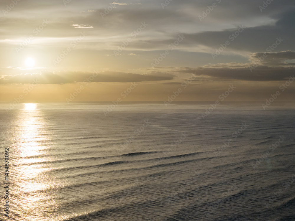 Seascape in dusk orange color time
