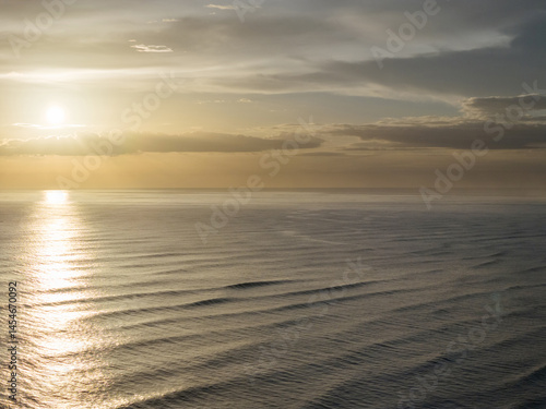 Seascape in dusk orange color time