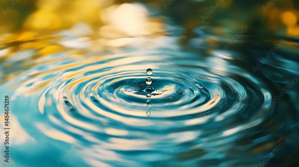 Water droplet impact creating ripples on a surface. Water droplet impact creating ripples on a surface.