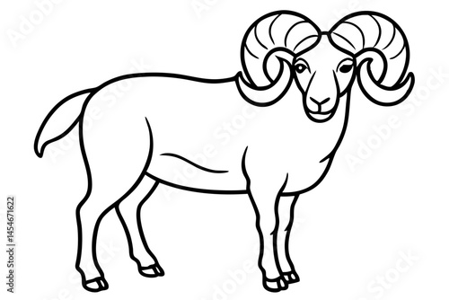 Stylized Line Art of Ram – Minimal Aries Zodiac Illustration

