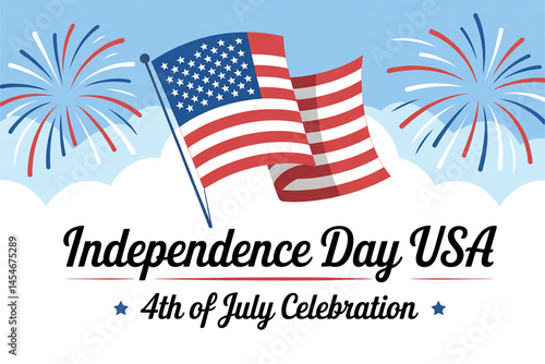 American Flag and Fireworks Celebrating Independence Day