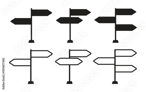 set of road sign post icon