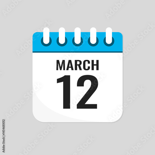 Icon page calendar day - 12 March