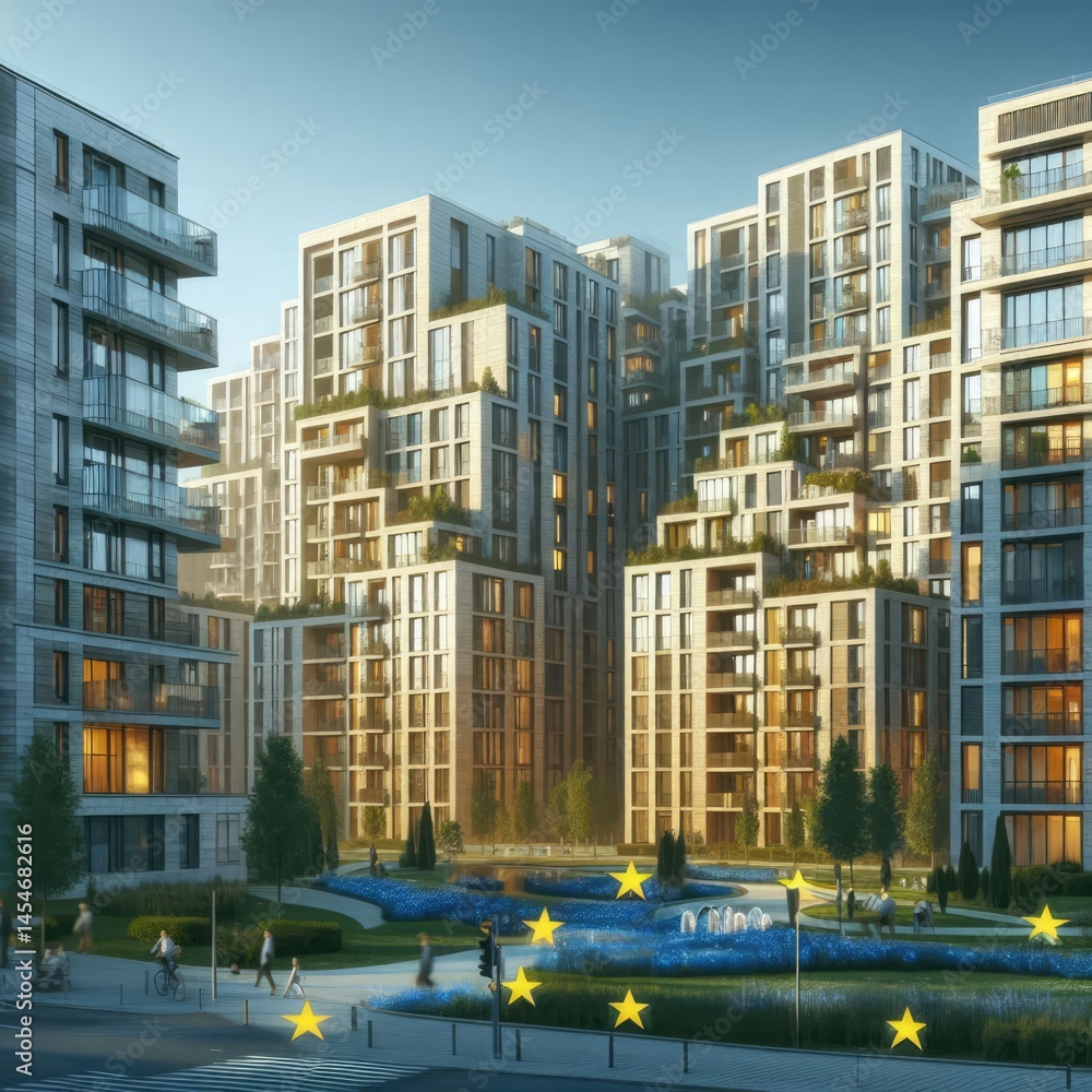 Fototapeta premium EU Modern european complex of apartment buildings