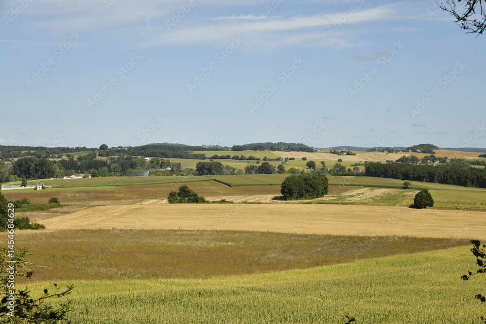 Fototapeta premium Paysage rural à perte de vue depuis le Puy de Versac au Périgord Vert 