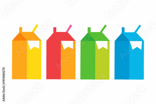 set of juice carton icon silhouette vector illustration