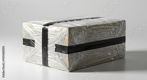 Wallpaper Mural Tightly Wrapped Rectangular Package Secured with Black Tape Rotating on White Surface Under Diffused Studio Light Crime Scene Investigation Visual Torontodigital.ca