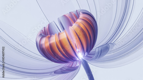 Abstract flower with petals and stem on a light background.