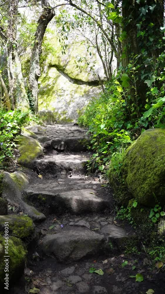 Stone Steps Nature Trail Path Hiking Mossy Rocks Outdoors Green Foliage Stone Steps Nature Trail Path Hiking Mossy Rocks Outdoors Green Foliage