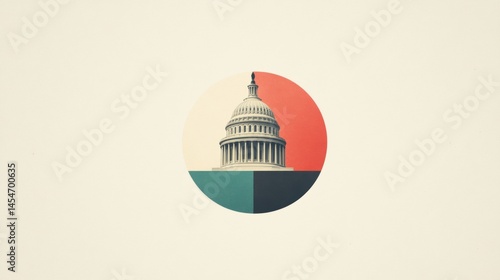 Capitol building illustration washington d.C. Digital art minimalist design artistic perspective political concept