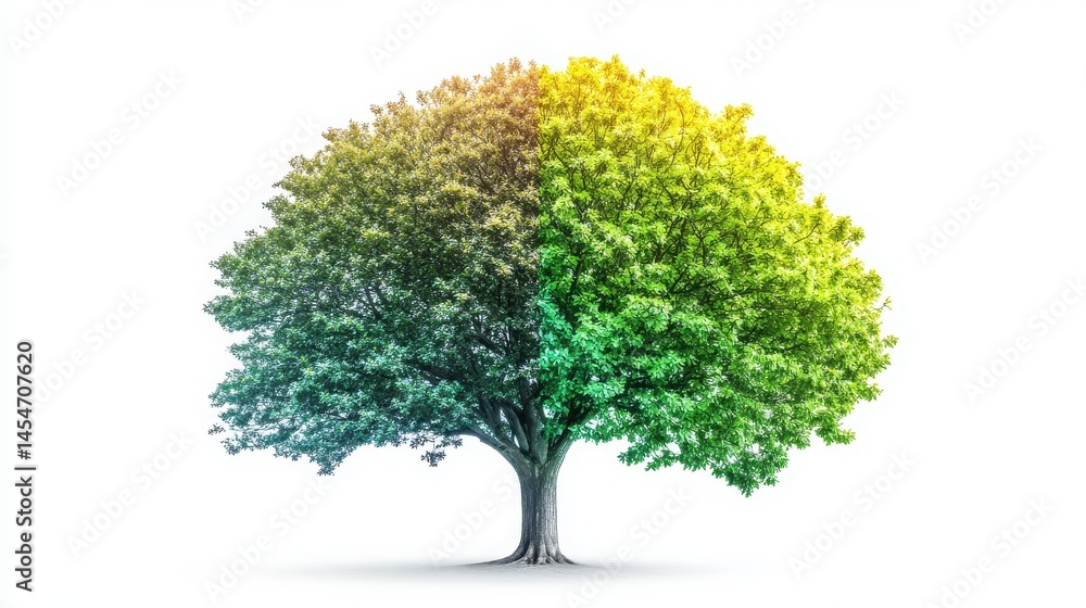 Fototapeta premium Four Seasons Tree Isolated on White Background