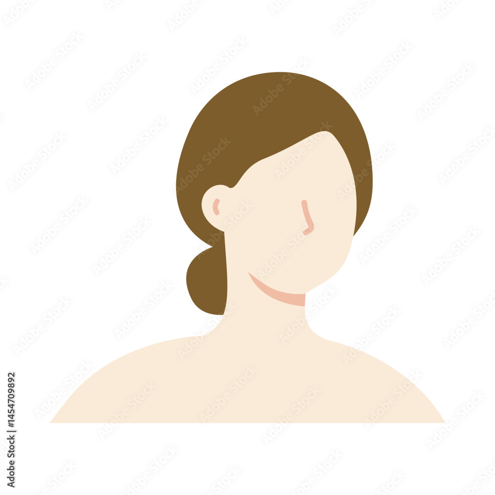 Low bun hairstyle. Beauty, haircut, salon concepts. Flat character vector design isolated illustration. Low bun hairstyle. Beauty, haircut, salon concepts. Flat character vector design isolated illustration.