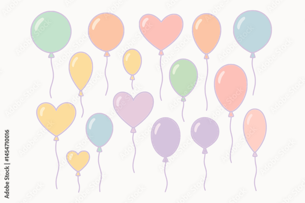 Festive Balloons Clipart – Pastel Vector Pack Festive Balloons Clipart – Pastel Vector Pack