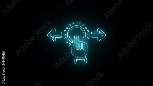 glowing neon arrow icon isolated, black background, HD video motion graphic animation