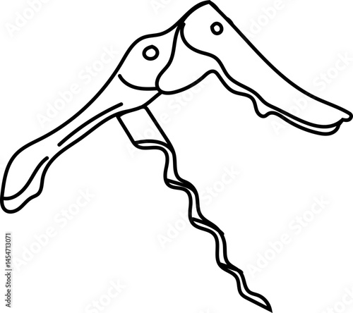 Corkscrew Opener Tool in Cartoon Style for Wine Theme
