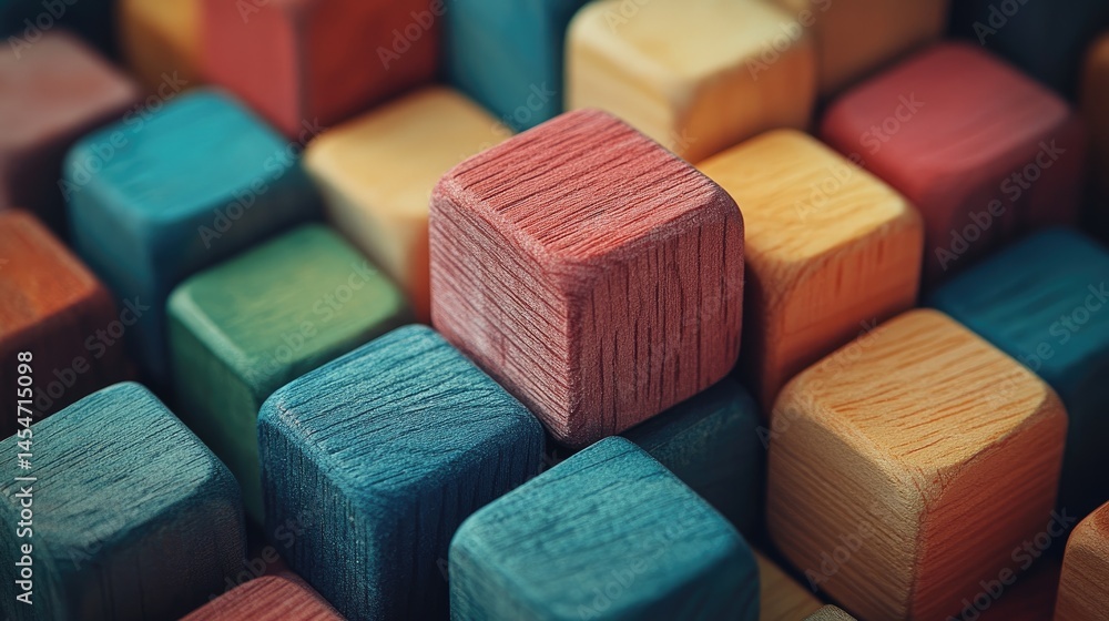 A scattered arrangement of small, square wooden blocks in various pastel and earth tone colors on a white background. A scattered arrangement of small, square wooden blocks in various pastel and earth tone colors on a white background.
