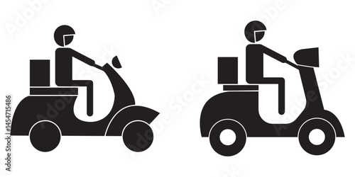 Free Shipping motorbike food delivery boy icon . icon of a delivery person on a scooter with a package .