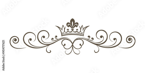 Vintage flourish divider with central crown icon