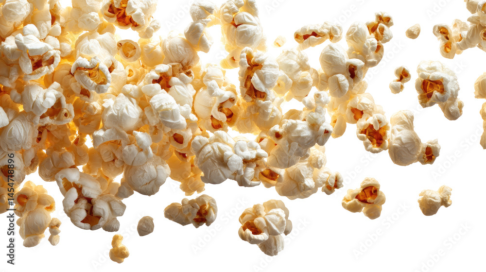 Flying Delicious Popcorn on transparent background Flying Delicious Popcorn on transparent background