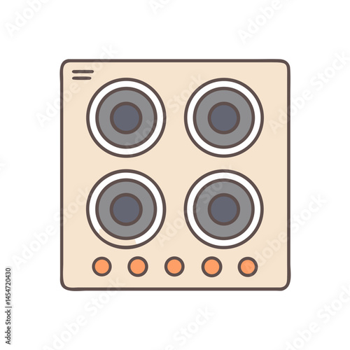 Electric stove top with four burners and control knobs