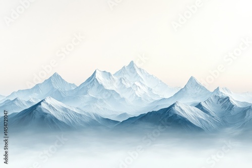 Wallpaper Mural Serene, snow-capped mountain range shrouded in mist, a breathtaking winter landscape. Torontodigital.ca