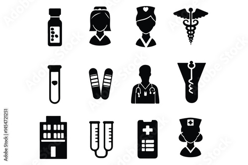 medical icon set vector silhouette artwork