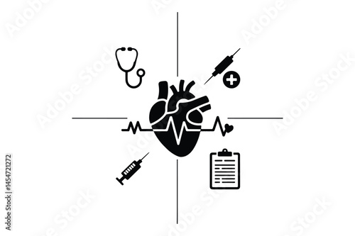 human heart vector silhouette illustration