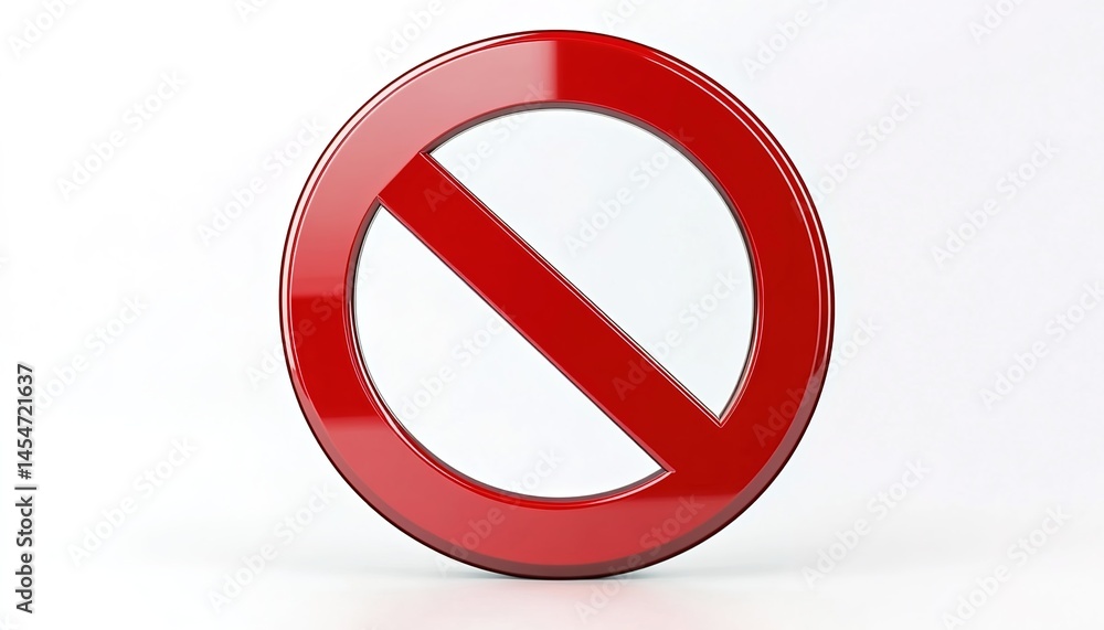 A 3D - rendered red no - entry sign with a shiny surface against a simple gray background A 3D - rendered red no - entry sign with a shiny surface against a simple gray background