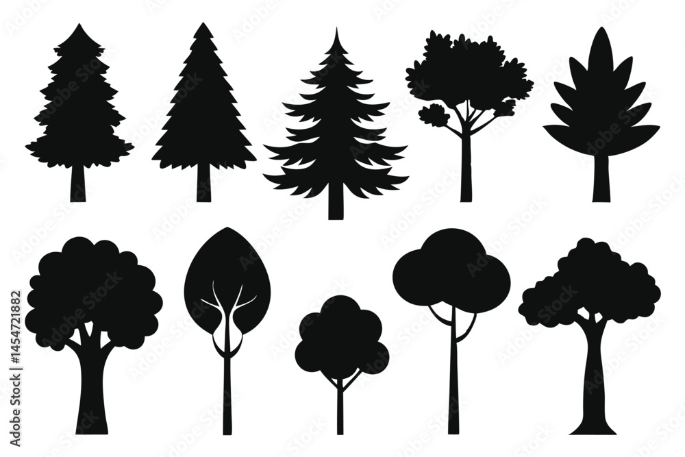 Fototapeta premium Nature Tree Silhouettes – Minimal Botanical and Outdoor Icons