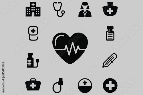 healthcare symbols vector art illustration