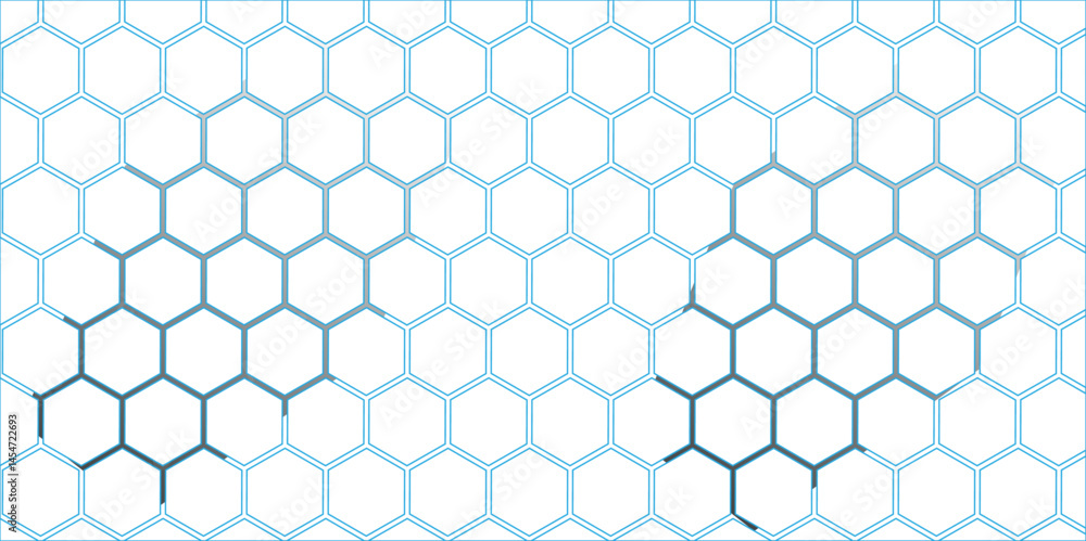 Fototapeta premium Abstract blue backdrop with a seamless hexagonal pattern suggesting a technology or honeycomb structure