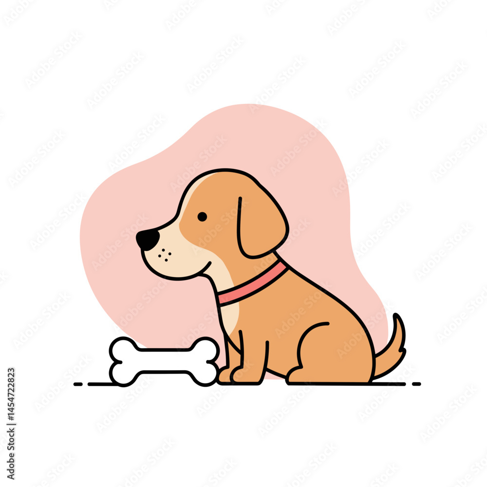 Fototapeta premium Dog with Bone for classic pet imagery, canine chewing satisfaction concept